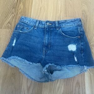 Divided Blue Jean Shorts Distressed